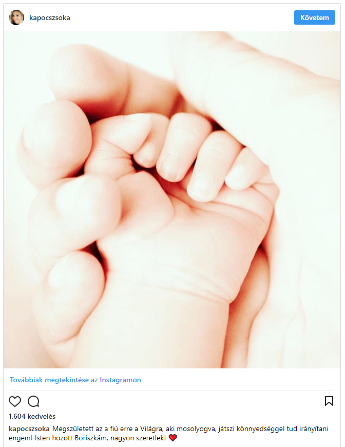 Friss: Megszületett Kapócs Zsóka kisfia! Ezt a fotót posztolta róla a büszke anyuka