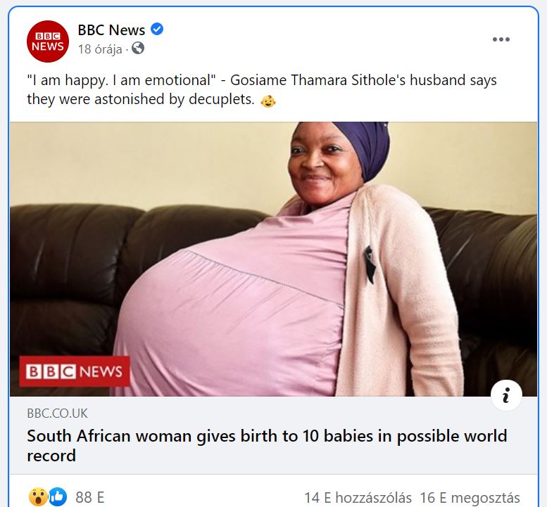 Tízes ikreket hozott világra egy dél-afrikai nő - A terhesség 29. hetére születtek a kicsik