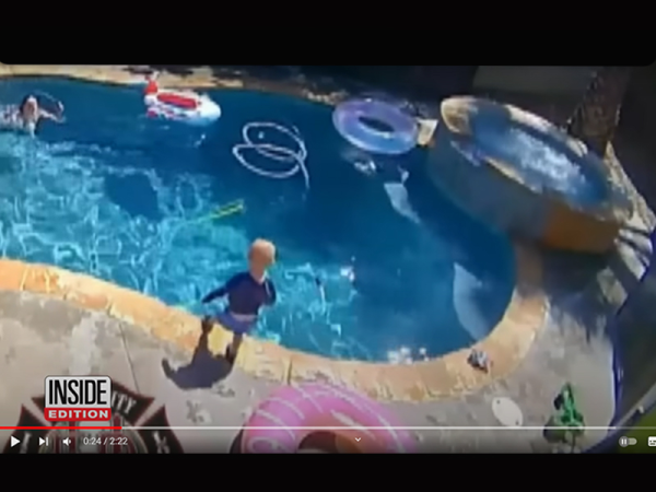 Így mentette meg a fulladástól az apuka az egyéves kisfiát, aki a kerti medencébe csúszott - A kamera mindent rögzített